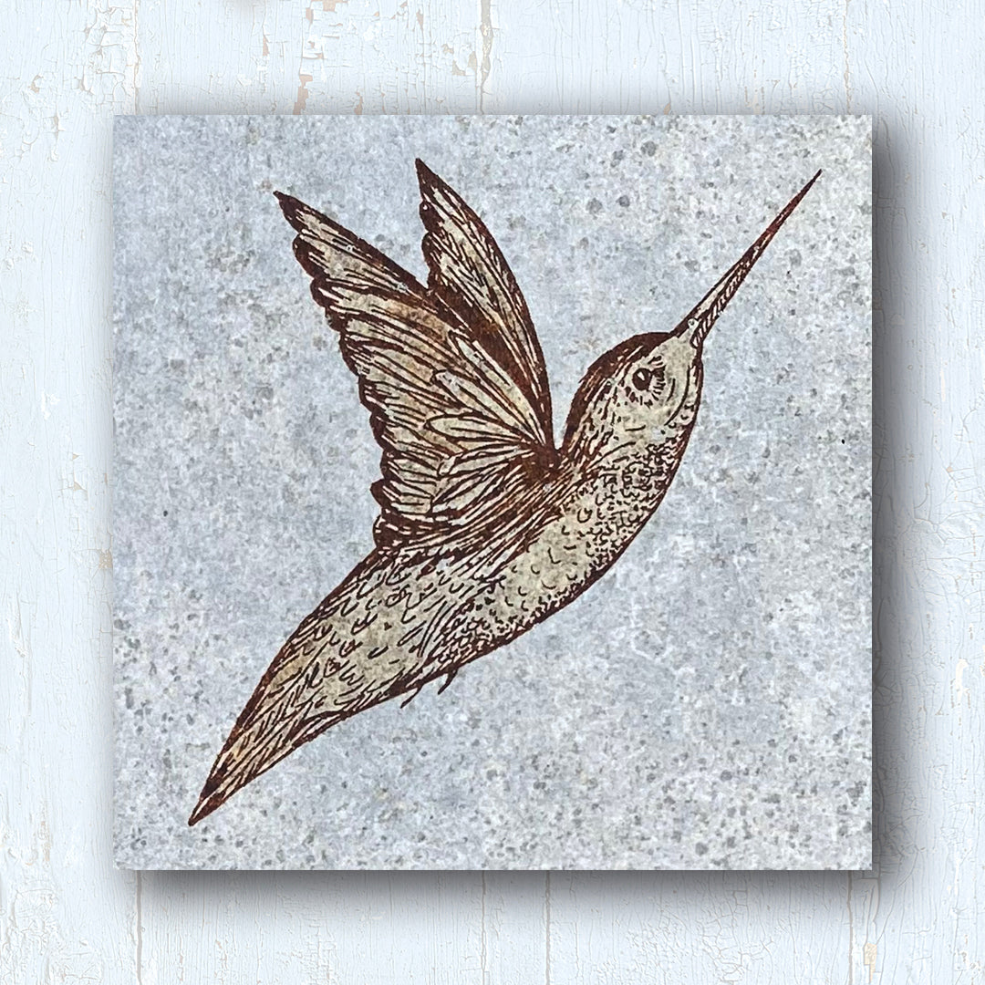 Hummingbird Wings Up Art Tile