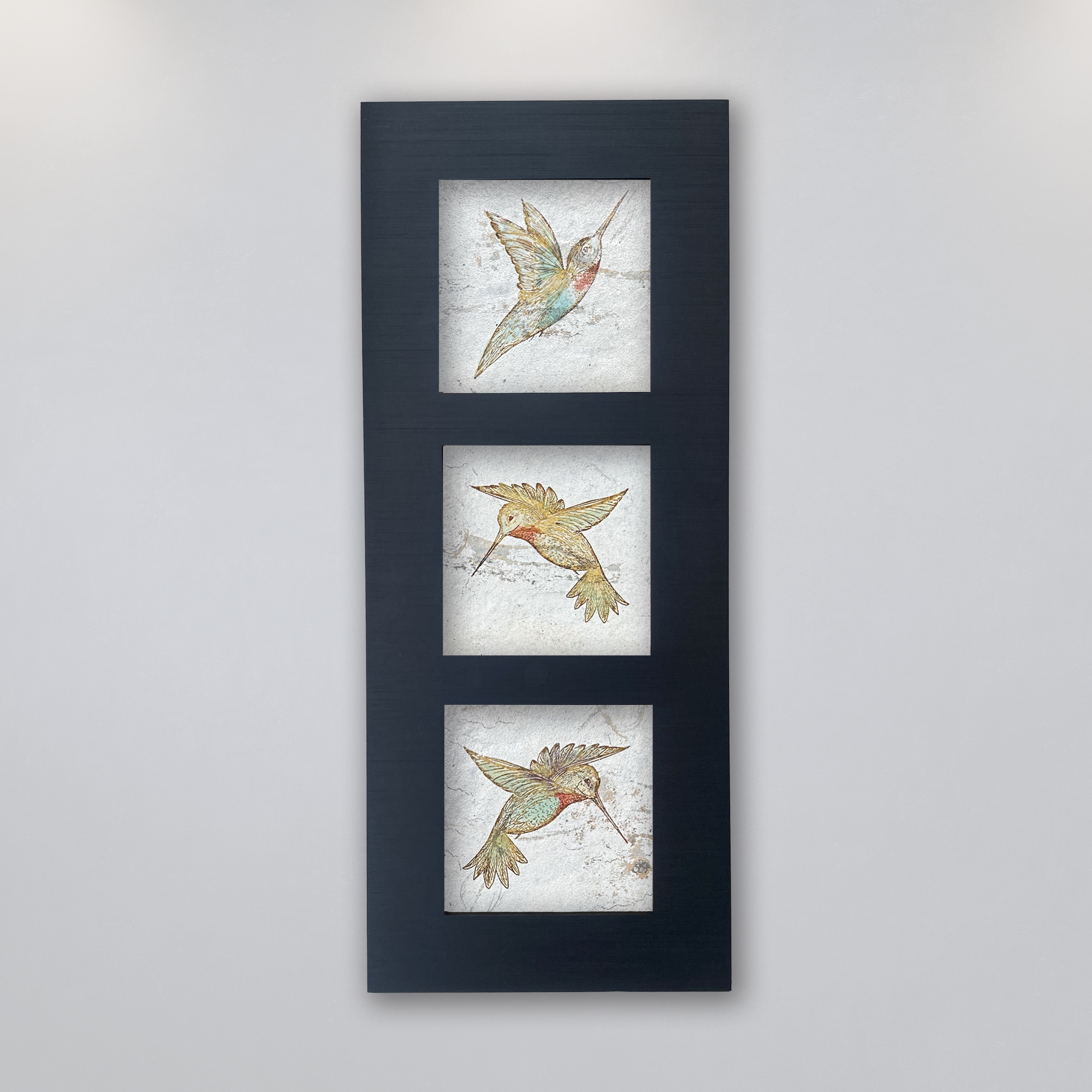 3 Tile Wall Decor Hummingbird Trio