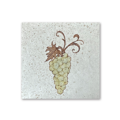 Original design glazed green grapes on beige variegated porcelain tile