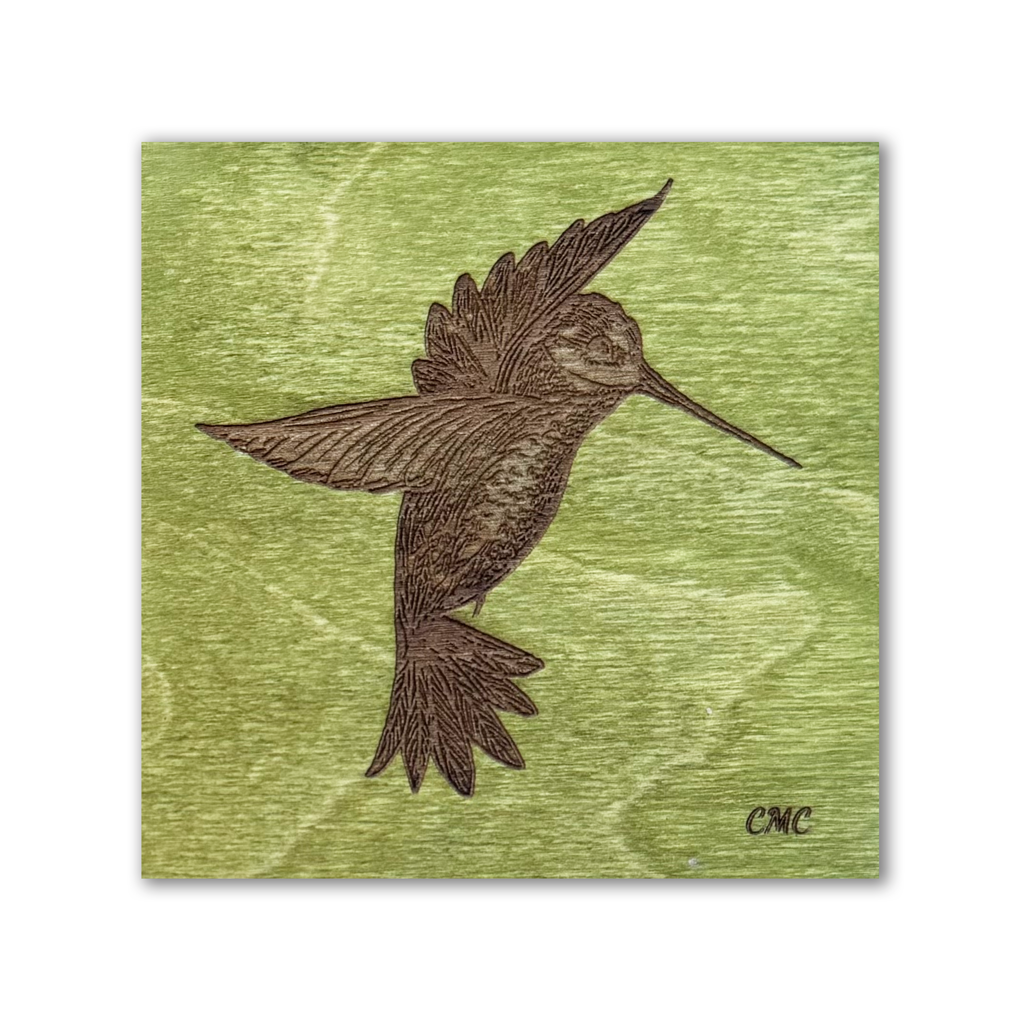 Hummingbird with Wings Closed | Wood Art Tile