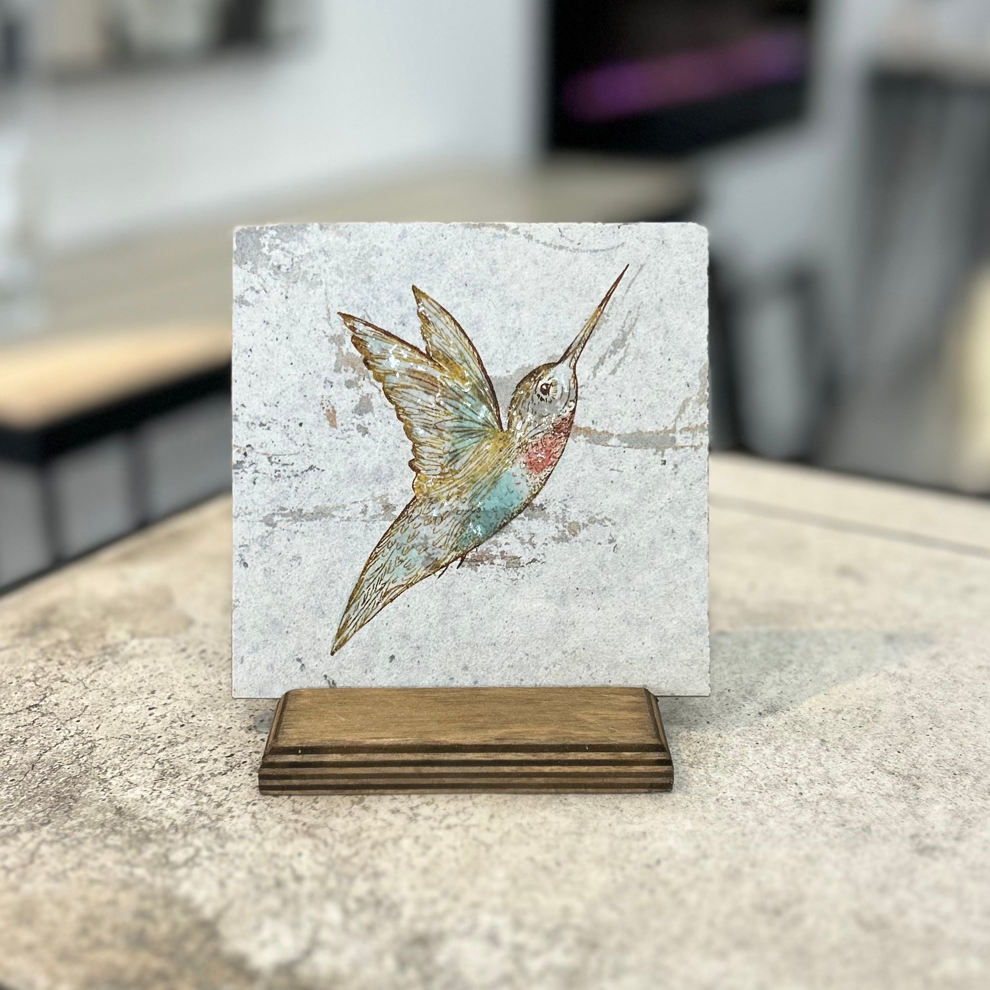 Hummingbird Wings Open Art Tile