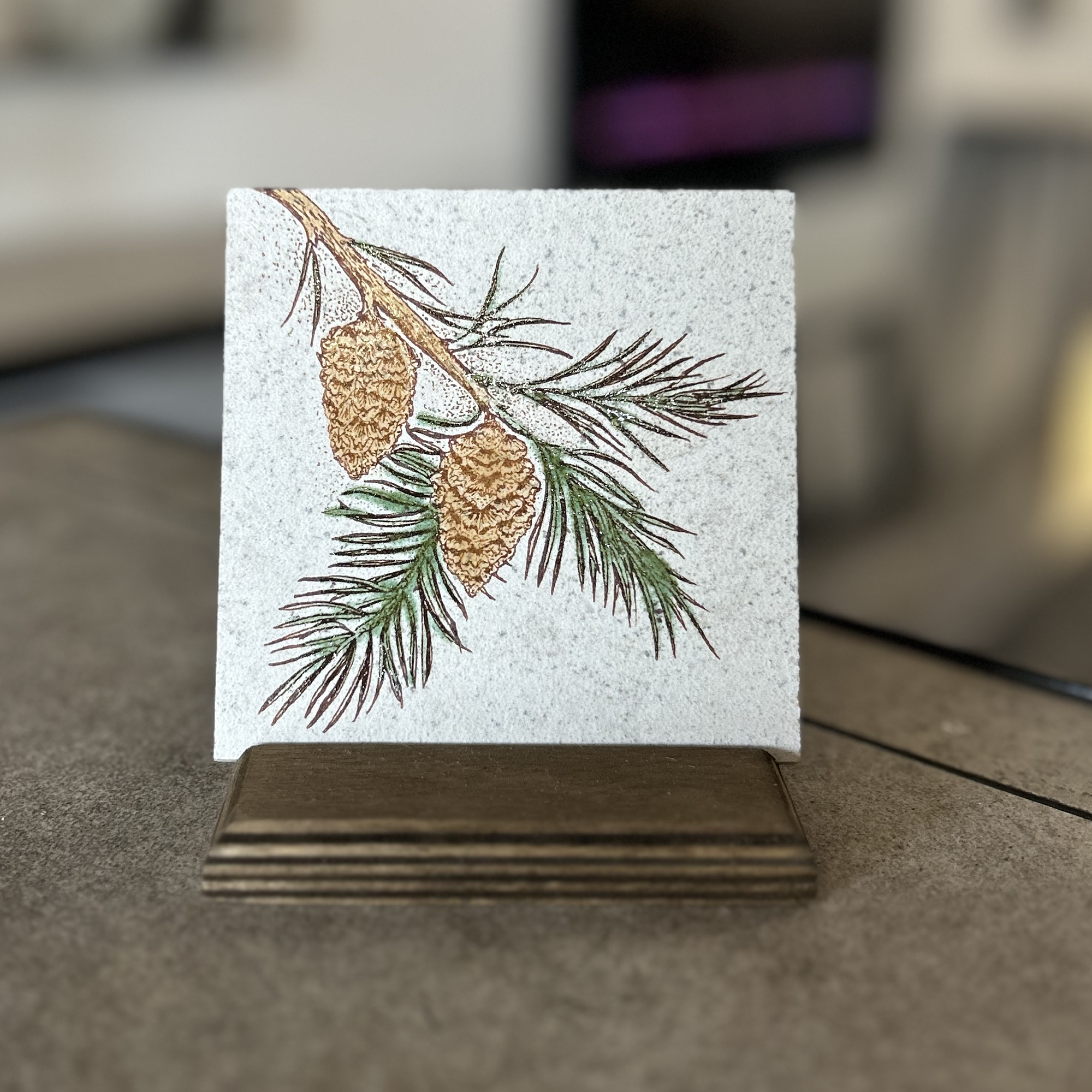 Pine Bough Art Tile
