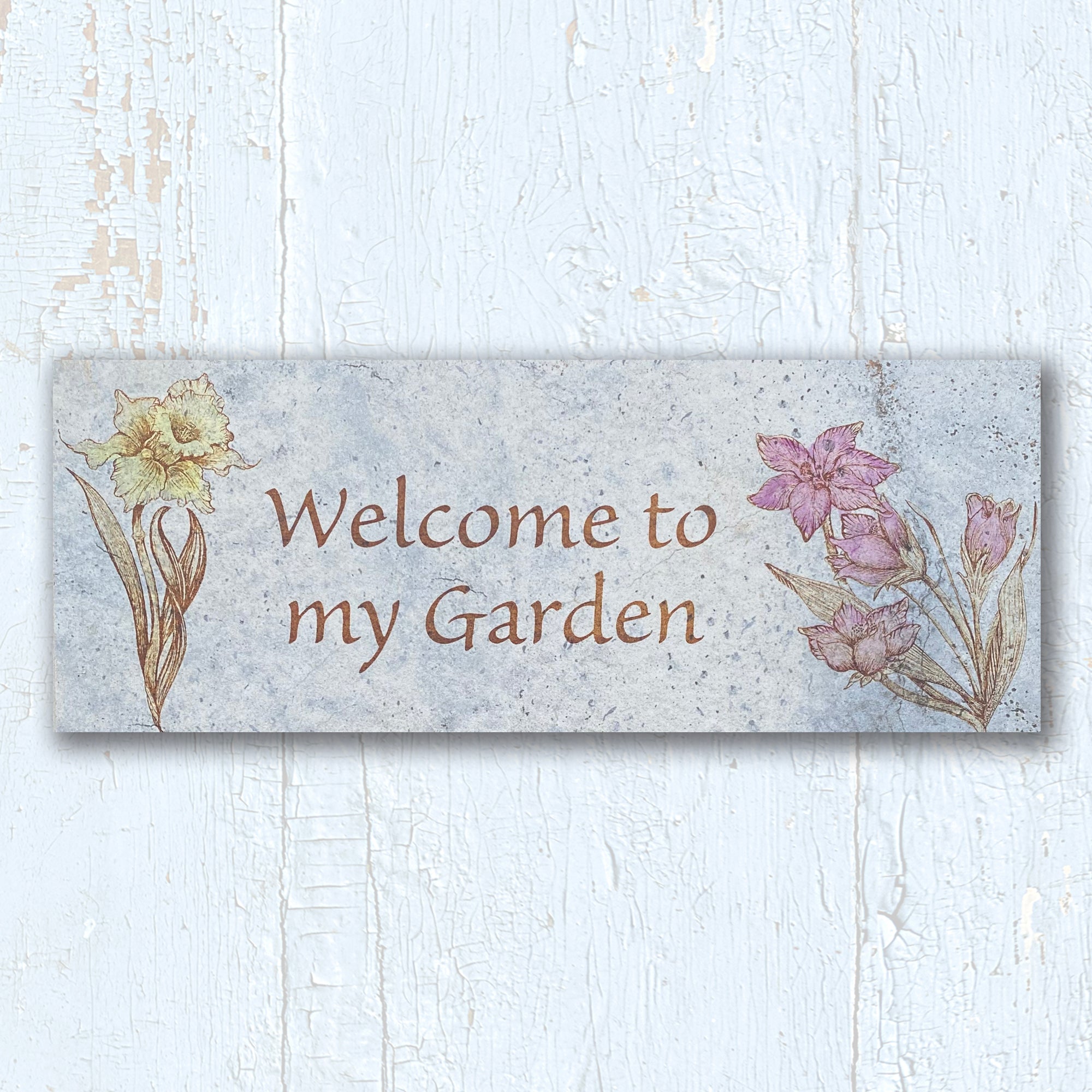 4"X12" Crocus/Daffodil Vintage Tints Personalized Sign