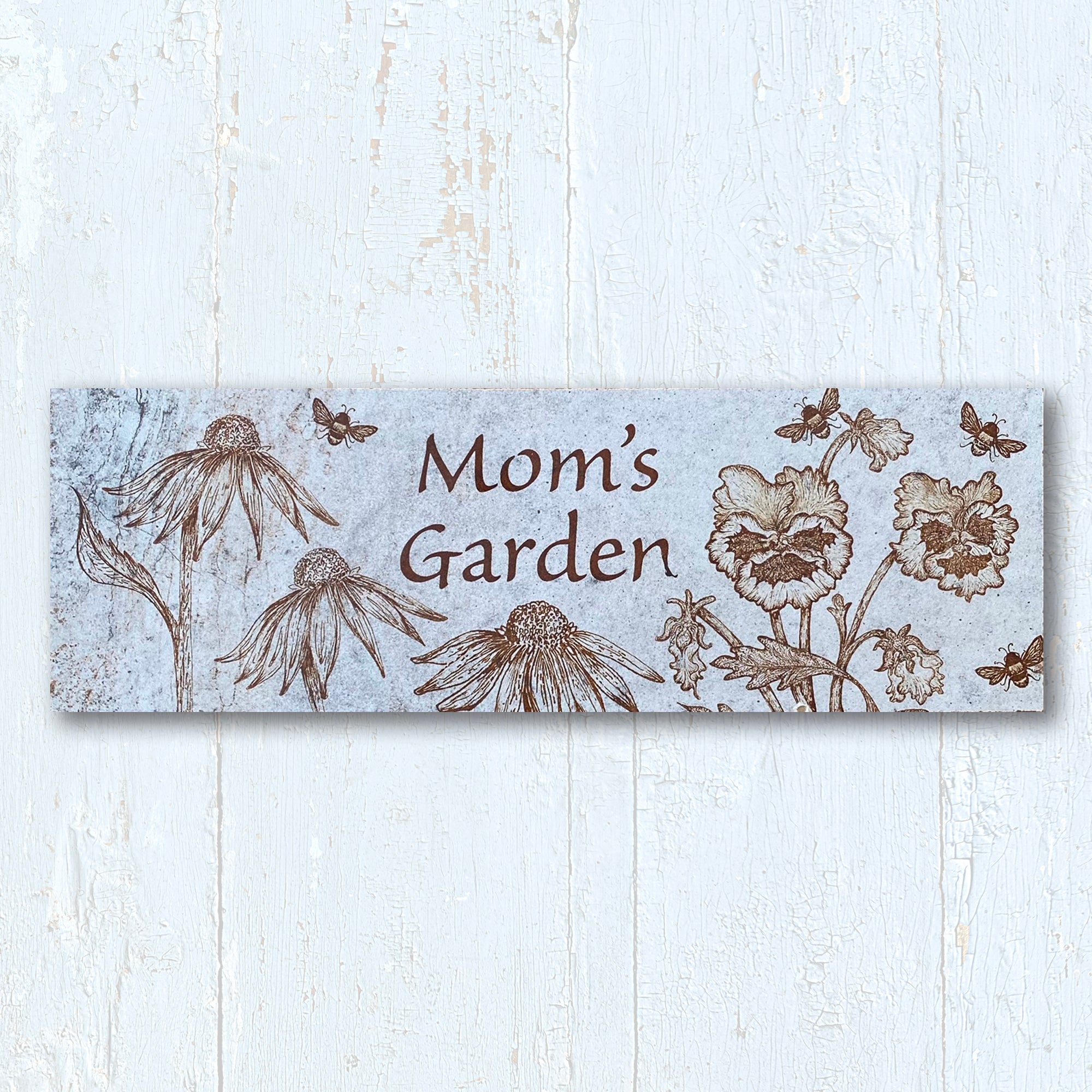 Coneflower and Pansy Personalized Garden Sign
